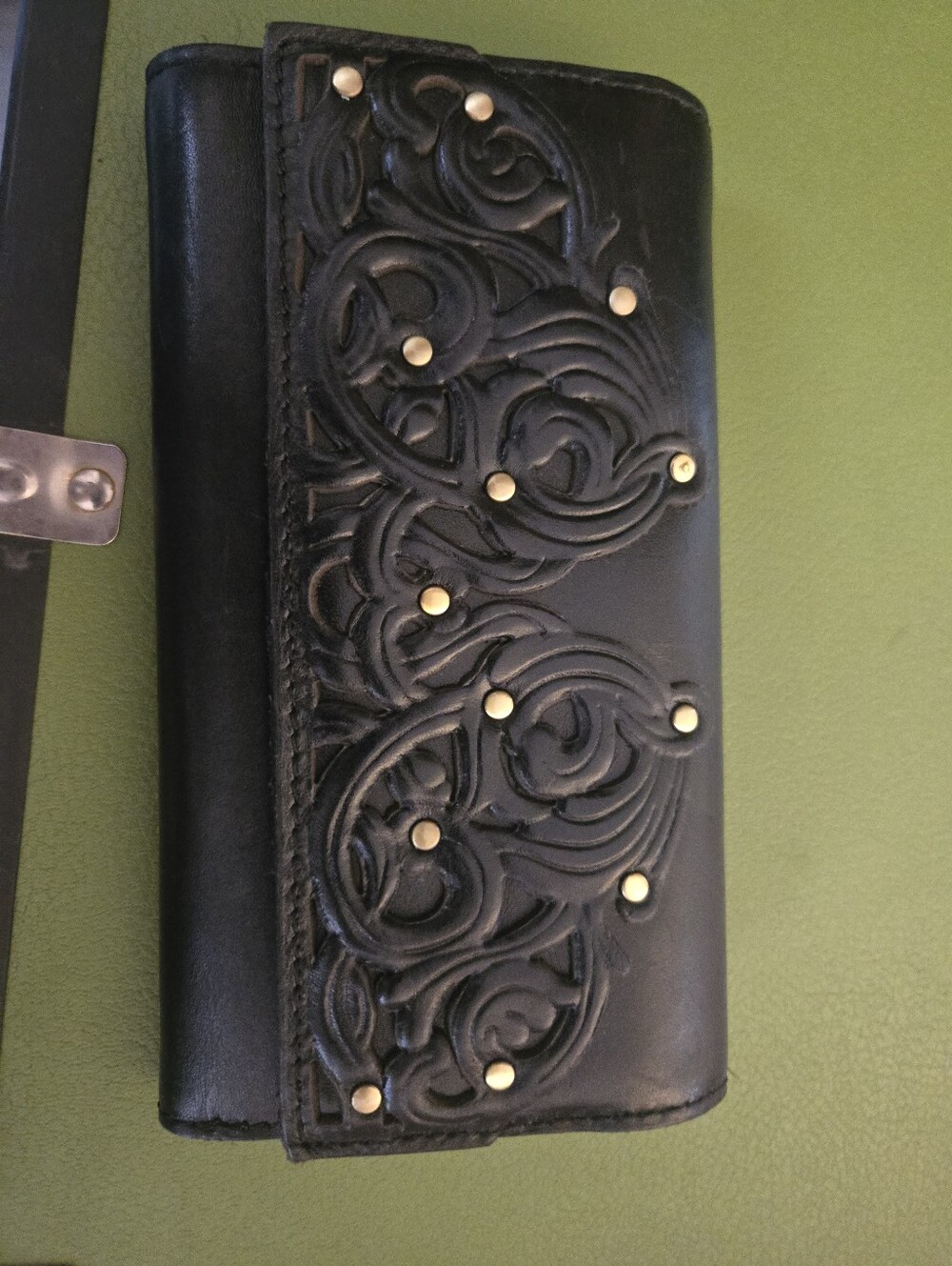 Patricia Nash Black Leather Studded Embossed Women’s Wallet